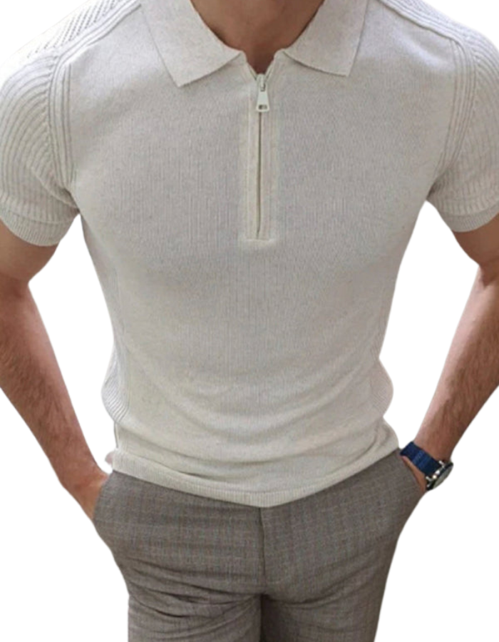 SHOPIQAT Men's New Knitted Sweater Slim Fit Polo Collar Short-Sleeved Top - Premium from shopiqat - Just $9.500! Shop now at shopiqat